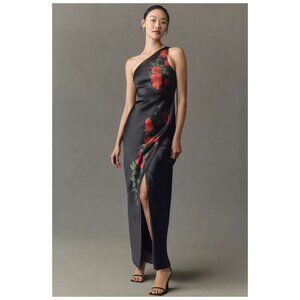 BHLDN | Dylan Stretch Satin One-Shoulder Side-Slit Maxi Dress | NWT